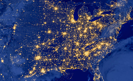 U.S. Map at night