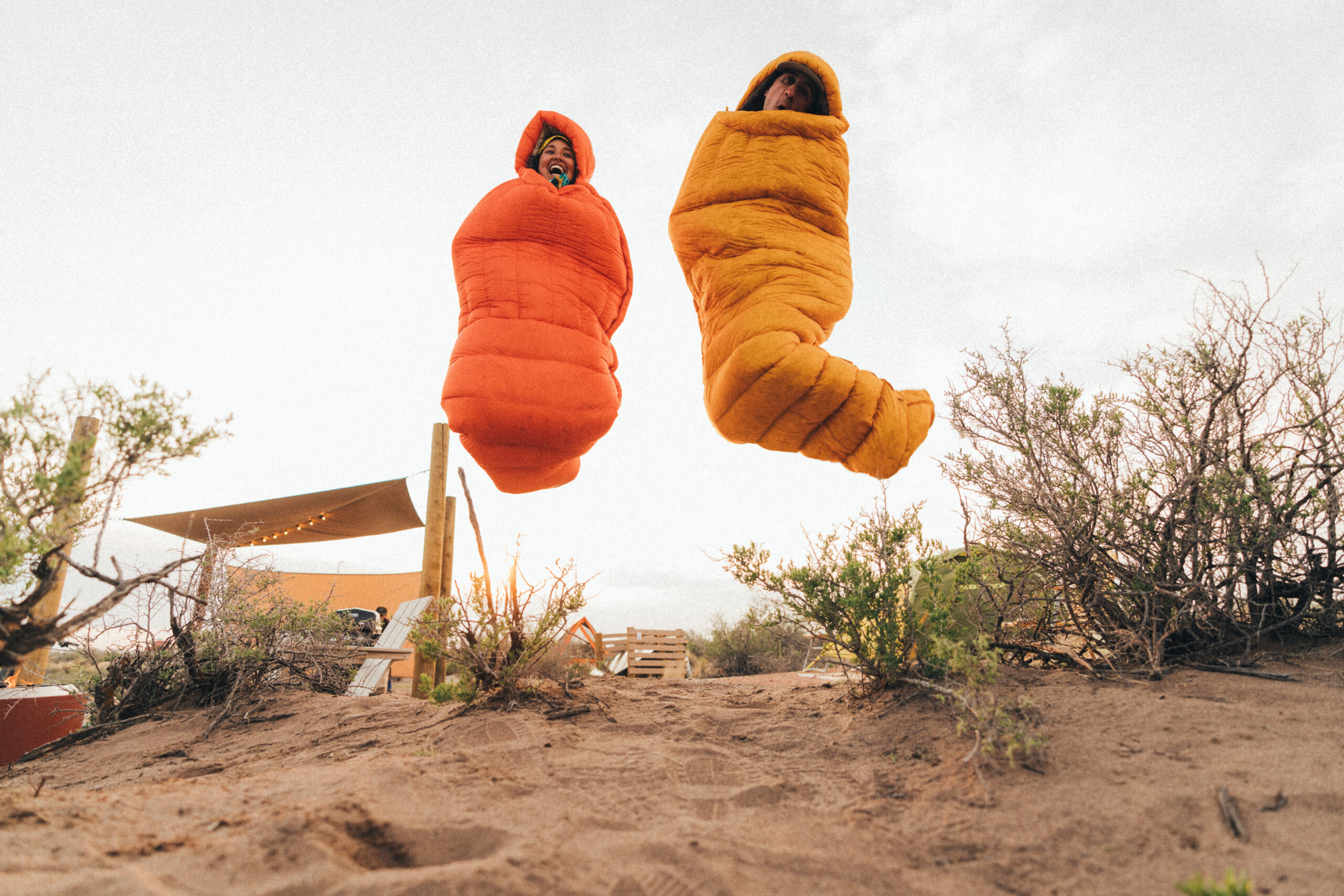 Couple in sleeping bags at Ramble at Great Sand Dunes